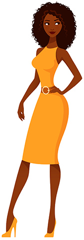 illustration femme robe jaune